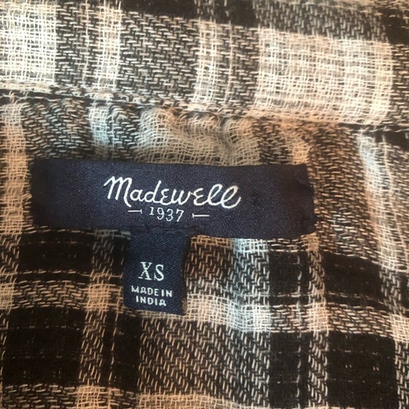 MADEWELL - Lightweight Black & White Plaid Button Down Top - Picture 6 of 7